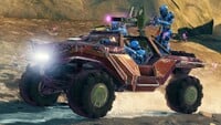 A Sword Needler Warthog with a trio of Spartan-IVs on Skirmish at Darkstar.