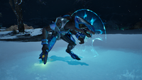 A Kig-Yar Minor wielding a Eos'Mak-pattern plasma pistol in Halo: Campaign Evolved.