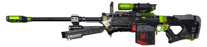 A cropped screenshot of the SRS99-S7 AM sniper rifle with the Abbey Lime coating on it.