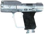 A cropped screenshot of the M6G2 magnum in Halo: Combat Evolved Anniversary.