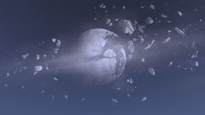 A view of the natural satellite Halo Infinite multiplayer map Launch Site.