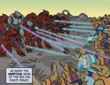 Ripa 'Moramee and his Sangheili legion engaged in combat against Krith's pirate forces.