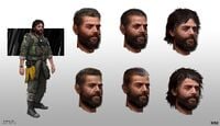 Concept art of Fernando's face and hair styles.
