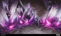 Concept art of large kemuksuru crystals on the Halo Infinite multiplayer map Prism.