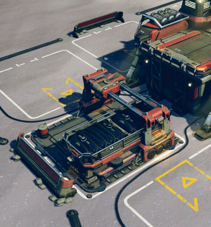 A screenshot of a UNSC Garage attached to a UNSC Firebase in Halo Wars 2.