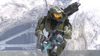 John-117 wielding a Sentinel beam.