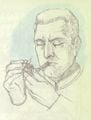 Jacob Keyes smoking with his pipe.