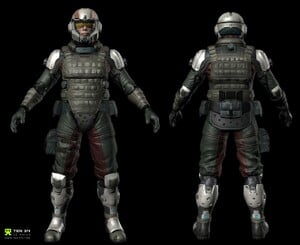 A render of the high-poly mesh used for the Marines in Axis Studios' cutscenes in Halo 4.