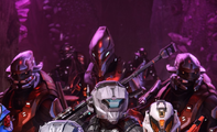 Orim 'Kasaan (back-middle) alongside other members of the Swords of Sanghelios and UNSC during the Battle of Suban.