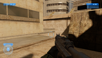 First-person view of the M7 SMG in Halo 2: Anniversary campaign.