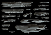 The blockade runner to scale with numerous other Covenant and UNSC warships, rivalling the Ket-pattern battlecruiser in size.