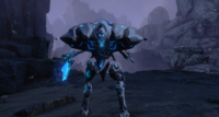 A Promethean Knight with a watcher stored in its back.
