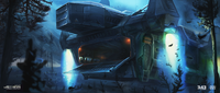 Concept art of an Albatross dropping off Spartan-II trainees in Halo: The Fall of Reach - The Animated Series.