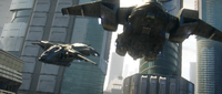 Two Pelicans descend upon New Phoenix following the Didact's attack in 2557.