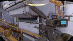 First-person view of Edward Buck with the SRS99-S5 AM sniper rifle in the campaign mission Glassed.
