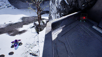 The terminal on the ledge in the snowy canyon.