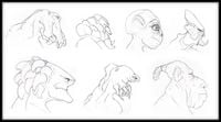 Concept art of the various Covenant species created early in the development of Halo: Combat Evolved.
