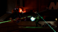 An ODST surrounded by Kig-Yar Snipers.