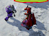 Thrallslayer fighting the Prophet of Regret and a Sangheili Honor Guard in Halo Wars multiplayer.