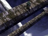 Promotional image of John on the two beams over the waterfall.