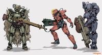 Early concept art of Blue Team for Halo 5: Guardians.
