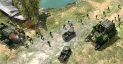 M312 Elephants and unarmed M12 Warthogs supporting Marines in-game. A wider view of this image (though at a lower resolution) was released as a promotional screenshot, and can be found here).