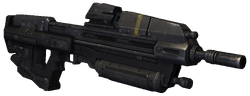 Halo: Reach press kit image featuring a render of an MA37 assault rifle.