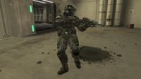 An ODST aiming an MA37 assault rifle in Halo: Reach.