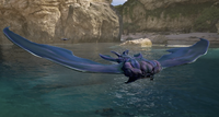 Two lumenon flying over the waters of The Silent Cartographer.