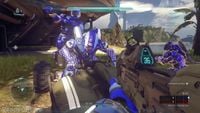 Two Spartan-IVs using a Mongoose on Raid on Apex 7 in Halo 5: Guardians.
