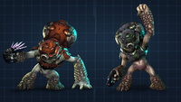 Red and Blue variants of the Unggoy Imperial combat harness in Halo 4.