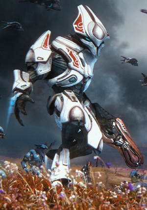 "The Fall of Reach" artwork for Halo Mythos cropped to focus on Fahl 'Nto.
