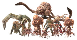 A render of a collection of Flood forms, as they appear in Halo: Fireteam Raven.