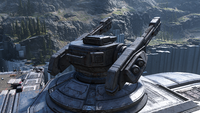 A view of M870 Rampart point defense gun on the UNSC Mortal Reverie in Halo Infinite.