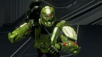 A closeup of the COS upper body armor in Halo 3.