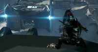 A Kig-Yar Sniper taking aim in Halo 4 Spartan Ops.