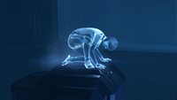 The Weapon kneeling after being scanned.