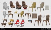Concept art of chairs used on the map.