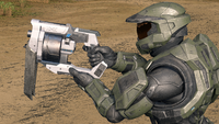 A Spartan with the Riven Mangler in multiplayer.