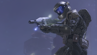 A Spartan-IV clad in Nightfall armor colored to emulate the ODST armor used by the UNSC Marine Corps.