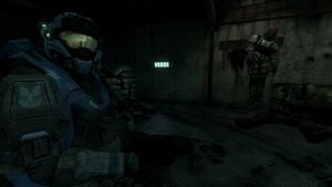 Carter-A259 of NOBLE Team inspecting dead UNSC Army troopers, as seen in Halo: Reach campaign level Winter Contingency.