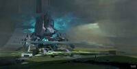 Early concept art of another Forerunner tower.