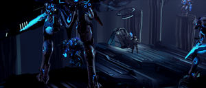 John-117 and Cortana surrounded by Promethean Knights during the Battle of Requiem. From Halo 4 campaign level Requiem.