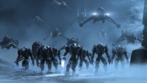 Sangheili and Banshees in the Halo Wars announcement trailer.