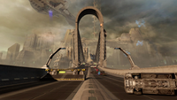 The highway bridge entrance, leading towards the city center during the invasion in Halo 2: Anniversary.