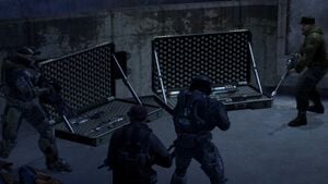 NOBLE Team's Recon Team Bravo (Jun-A266 and SPARTAN-B312) are shown contraband weapons being smuggled by the Reach militia during Mission to Szurdok Ridge, as seen in Halo: Reach campaign level Nightfall.