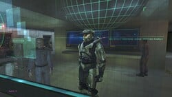 Captain Keyes and the Master Chief on the Autumn in Halo: Combat Evolved.