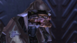 A frontal view of Rtas from Halo 2, showing his missing mandibles.