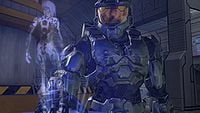 John-117 about to upload Cortana into his neural interface after neutralising the Covenant threat on Cairo Station.