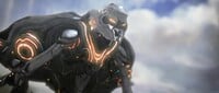 A Closeup of a Promethean Knight in the terminals of Halo 4.